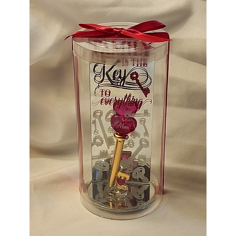 Family Is Key To Everything Mom Heart Key Novelty Glass Mirror Table Top Decor